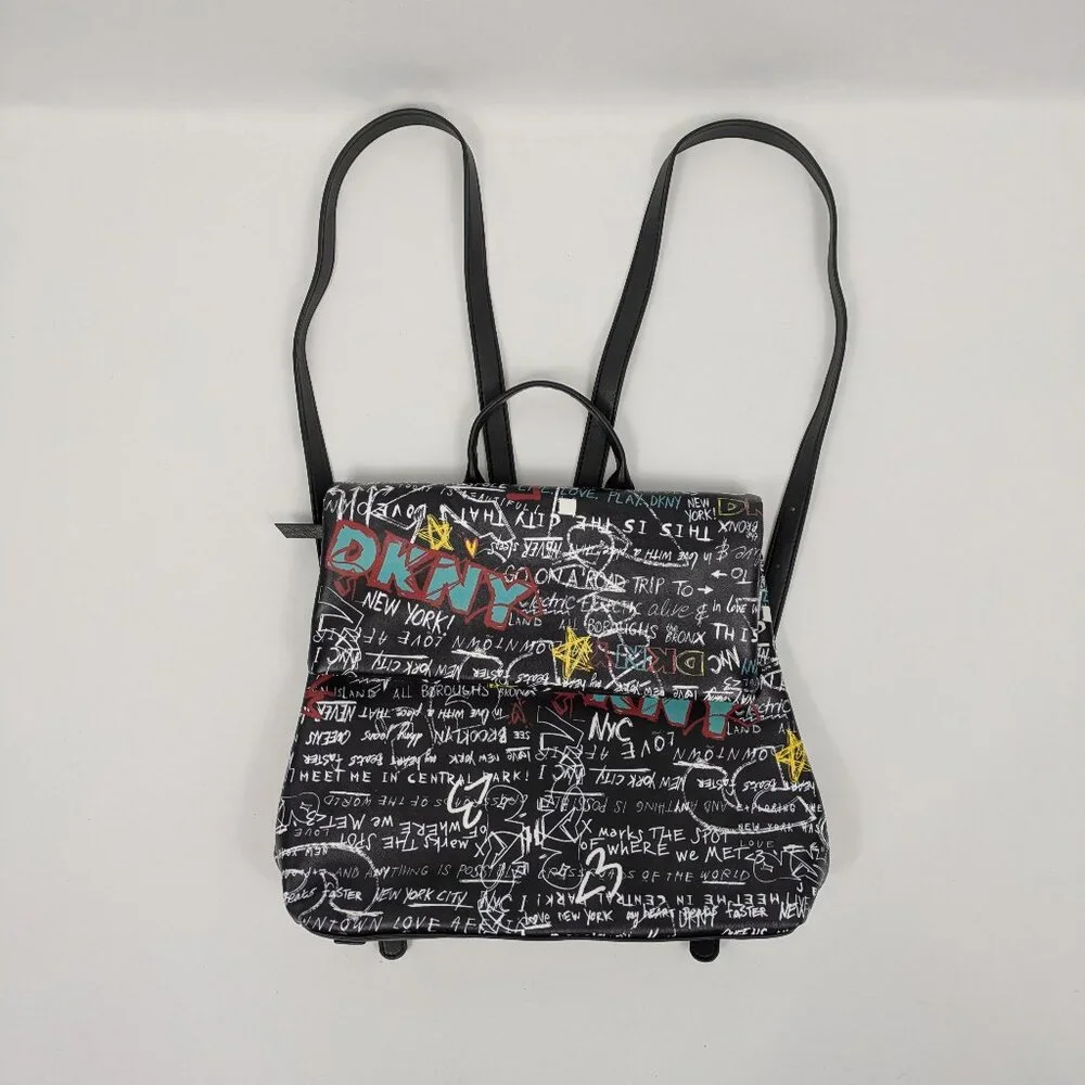 DKNY Tilly Backpack Black Graffiti - NWOT